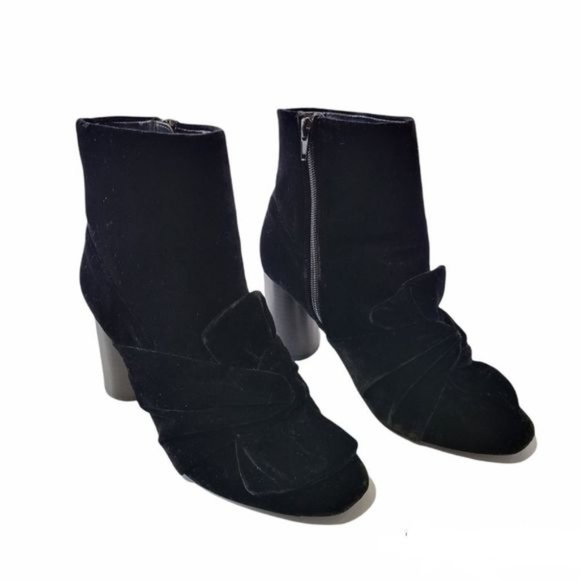Zara Velvet Bow Ankle Boots Black Size 38. - Picture 3 of 15